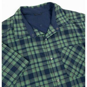 Club Ride Pearl Snap Shirt Men's Medium Green Plaid Outdoor Cycling Stretch